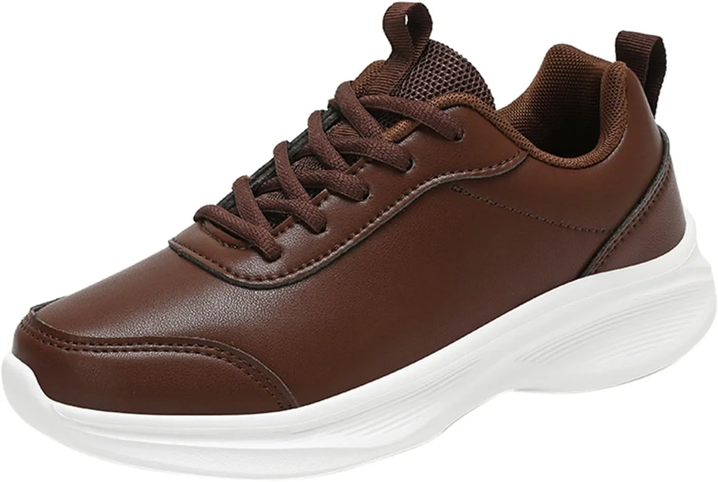Sneakers for Women Leather Suede Casual Lace Up Non-Slip Walking Shoes Comfortable Tennis Running Shoes