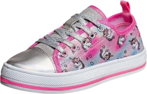 Sneakers-Low Top Casual Canvas Shoes Slip on Lace Up Multicolor Tennis (Little Big Kid US Medium)