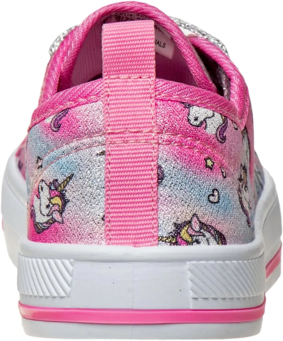 Sneakers-Low Top Casual Canvas Shoes Slip on Lace Up Multicolor Tennis (Little Big Kid US Medium)