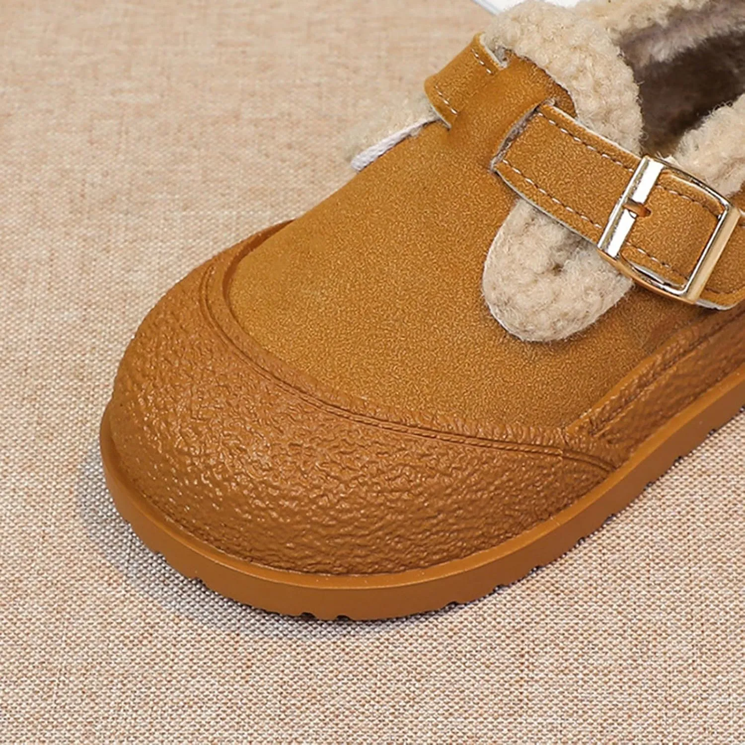 Snow Sneakers for Boys Girls, Suede Platform Warm F𝘂r Lined Fashion Slip-on Comfortable Winter Flat Creature Boots