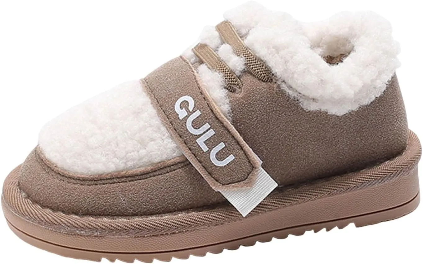 Snow Sneakers for Boys Girls, Suede Platform Warm F𝘂r Lined Fashion Slip-on Comfortable Winter Flat Creature Boots