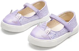 Sparkly Sneakers for Girls 3-12 Years Slip-On Comfort Fit Casual Princess Shoes