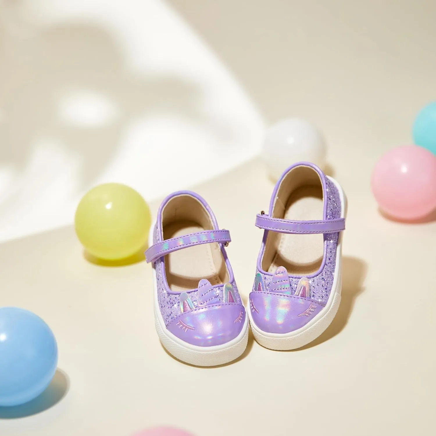 Sparkly Sneakers for Girls 3-12 Years Slip-On Comfort Fit Casual Princess Shoes