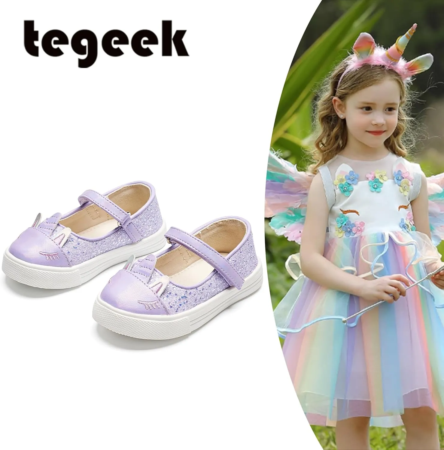 Sparkly Sneakers for Girls 3-12 Years Slip-On Comfort Fit Casual Princess Shoes