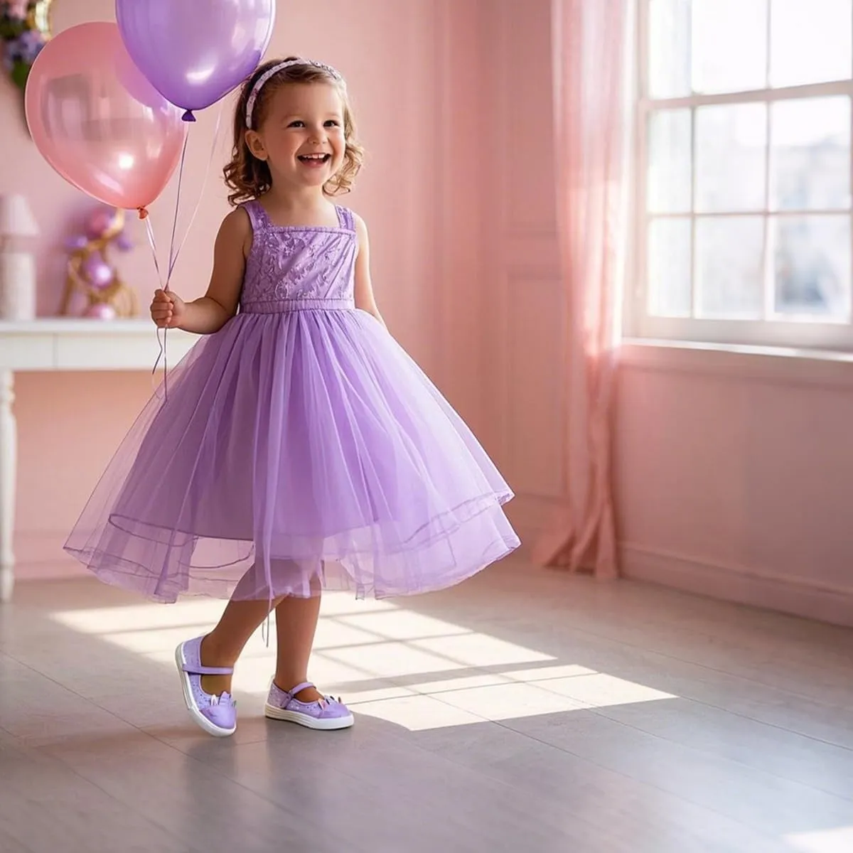 Sparkly Sneakers for Girls 3-12 Years Slip-On Comfort Fit Casual Princess Shoes