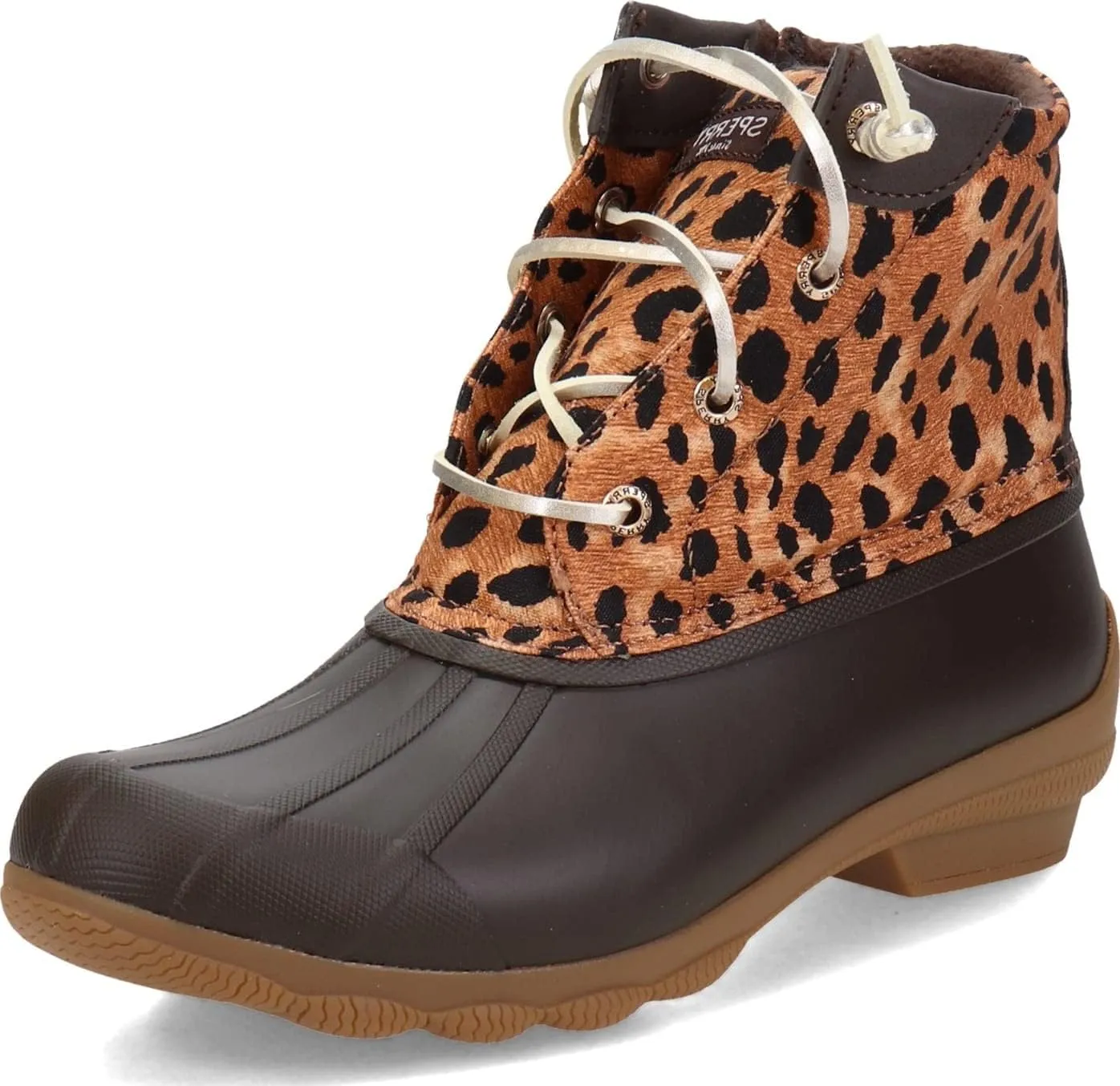 Sperry Womens Syren Gulf Leopard Duck Casual Boots Ankle Low Heel 1-2" - Brown - Size 8.5 M