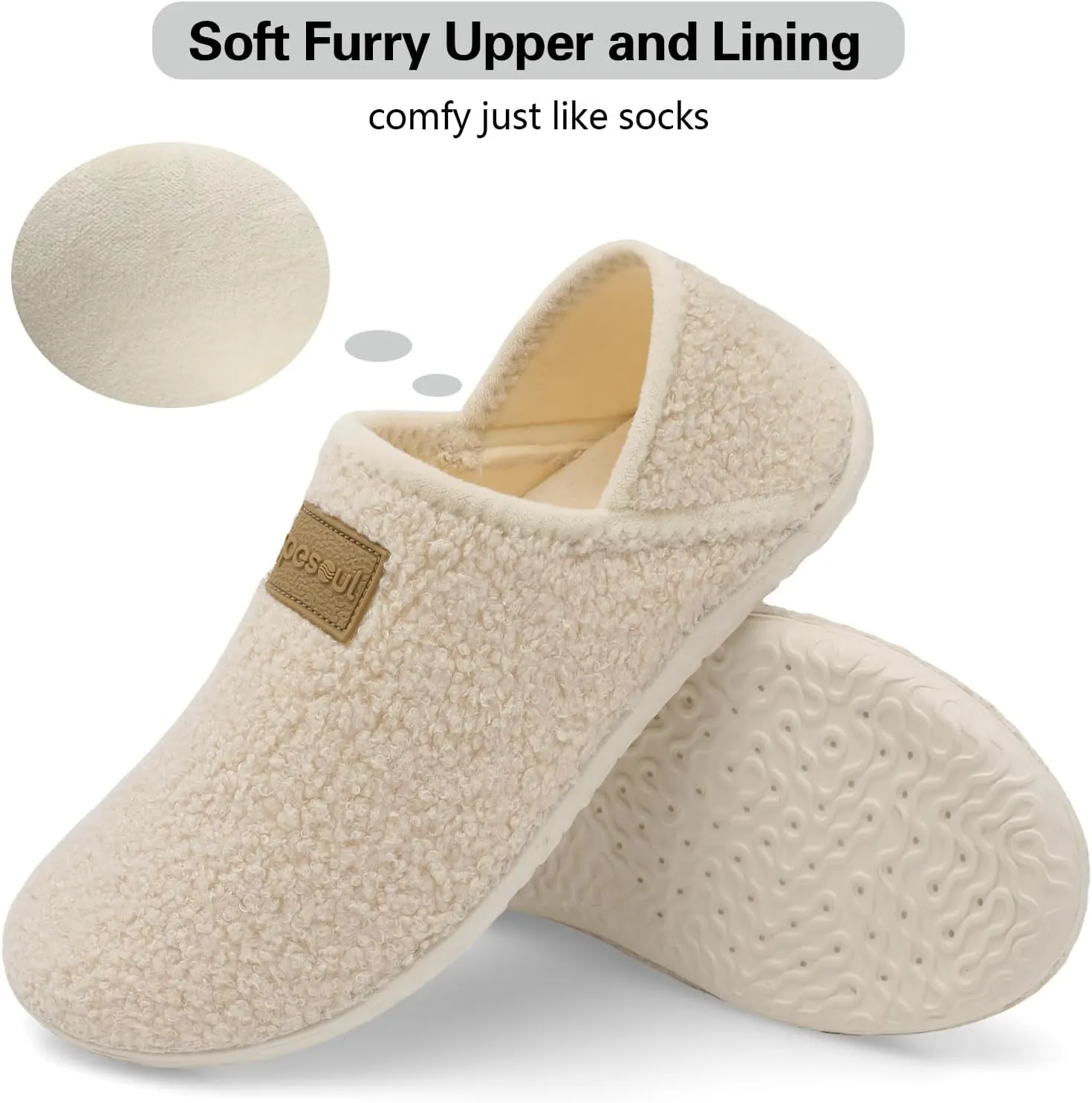Spesoul Fuzzy House Slippers for Women Men Indoor Closed Back Lightweight Cozy Faux Furry Lining Barefoot House Shoes Slipper Socks for Bedroom Home Office Yoga Outdoor Walking Shoes