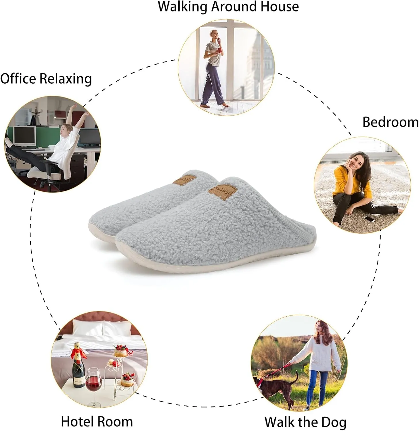 Spesoul Fuzzy House Slippers for Women Men Indoor Closed Back Lightweight Cozy Faux Furry Lining Barefoot House Shoes Slipper Socks for Bedroom Home Office Yoga Outdoor Walking Shoes