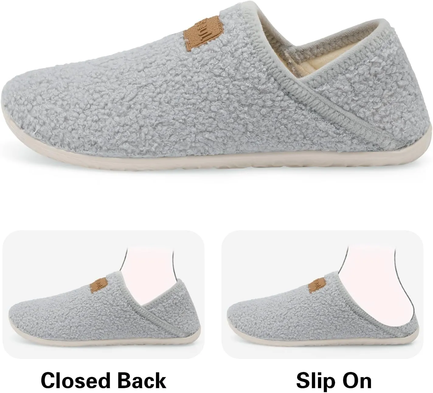 Spesoul Fuzzy House Slippers for Women Men Indoor Closed Back Lightweight Cozy Faux Furry Lining Barefoot House Shoes Slipper Socks for Bedroom Home Office Yoga Outdoor Walking Shoes