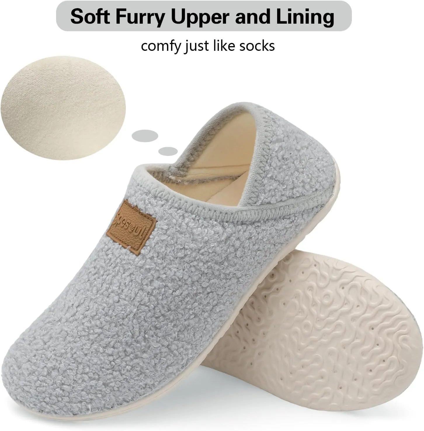 Spesoul Fuzzy House Slippers for Women Men Indoor Closed Back Lightweight Cozy Faux Furry Lining Barefoot House Shoes Slipper Socks for Bedroom Home Office Yoga Outdoor Walking Shoes