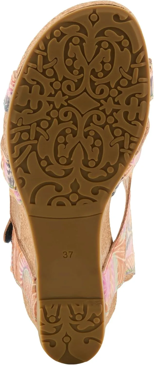 Spring Step L'Artiste Bonvoyage Wedge Sandals for Women - Hand Painted Ladies Platform Sandals - Women's Espadrille sandals for Beaches, Parks, Meadows