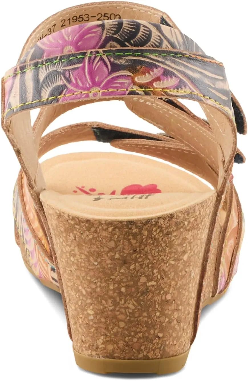 Spring Step L'Artiste Bonvoyage Wedge Sandals for Women - Hand Painted Ladies Platform Sandals - Women's Espadrille sandals for Beaches, Parks, Meadows