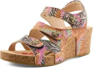 Spring Step L'Artiste Bonvoyage Wedge Sandals for Women - Hand Painted Ladies Platform Sandals - Women's Espadrille sandals for Beaches, Parks, Meadows