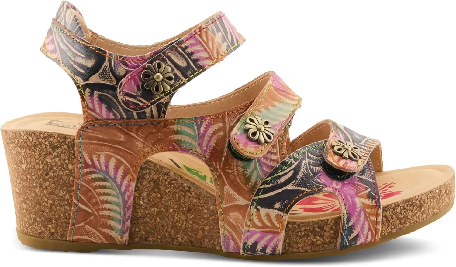 Spring Step L'Artiste Bonvoyage Wedge Sandals for Women - Hand Painted Ladies Platform Sandals - Women's Espadrille sandals for Beaches, Parks, Meadows