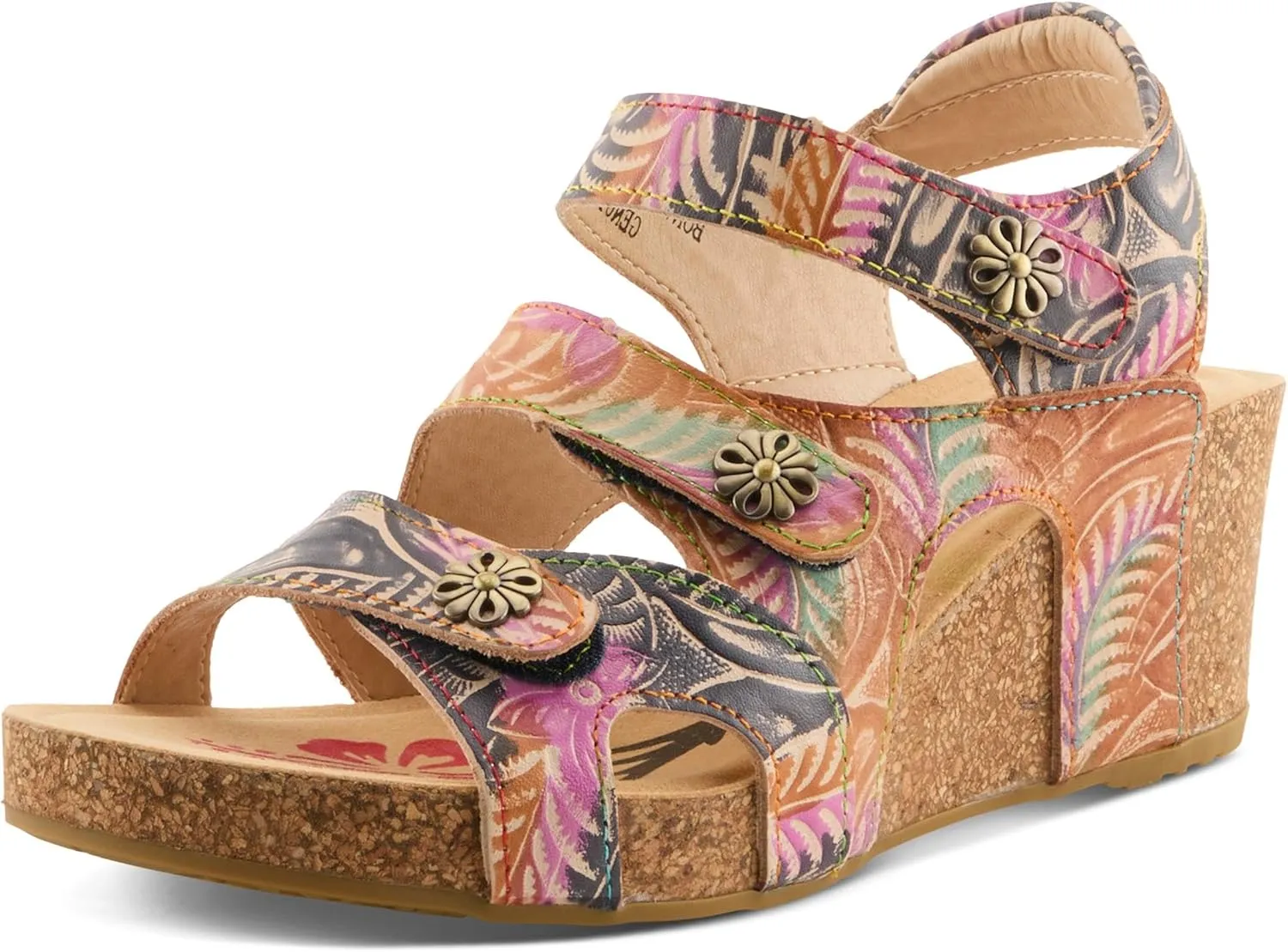 Spring Step L'Artiste Bonvoyage Wedge Sandals for Women - Hand Painted Ladies Platform Sandals - Women's Espadrille sandals for Beaches, Parks, Meadows
