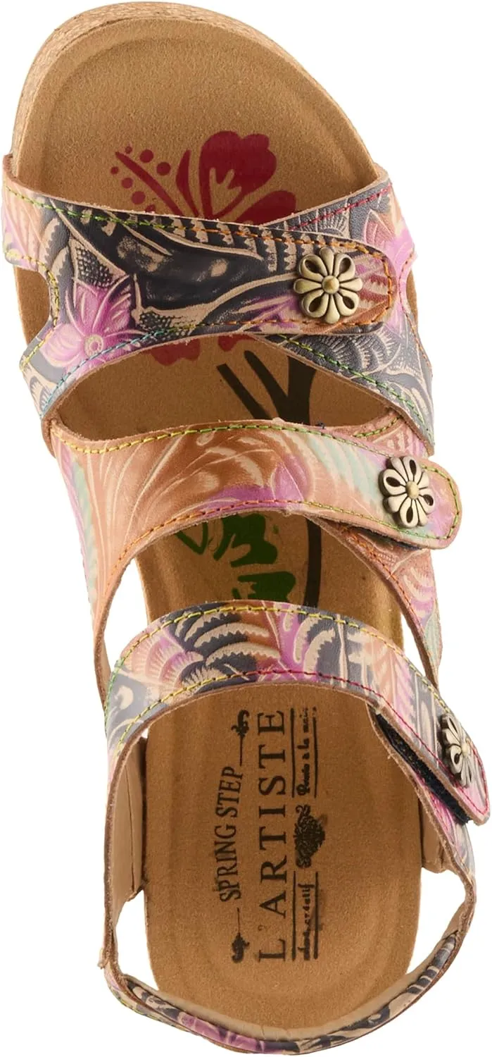 Spring Step L'Artiste Bonvoyage Wedge Sandals for Women - Hand Painted Ladies Platform Sandals - Women's Espadrille sandals for Beaches, Parks, Meadows