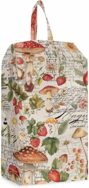 Spring Summer Mushroom Shoe Bags - X-Large Travel Golf Shoes Pouch Bags Storage Organizer Accessories with Zipper & Handle for Men, Women, Kids, Traveling, Gym, Sport, Pastoral Country Botanical