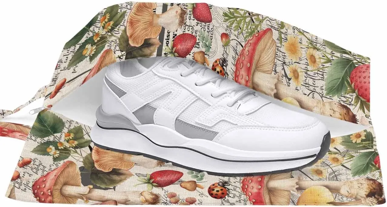 Spring Summer Mushroom Shoe Bags - X-Large Travel Golf Shoes Pouch Bags Storage Organizer Accessories with Zipper & Handle for Men, Women, Kids, Traveling, Gym, Sport, Pastoral Country Botanical