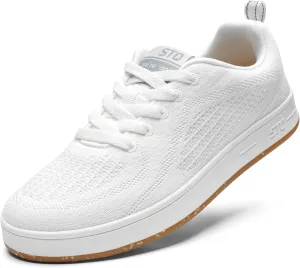 STQ Womens Lace Up Fashion Sneakers Business Casual Shoes | Breathable Mesh Upper Walking Shoes