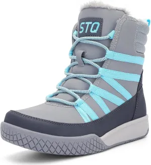 STQ Women's Winter Walking Boots Zip Up Lightweight Cozy Ankle Bootie with Laces