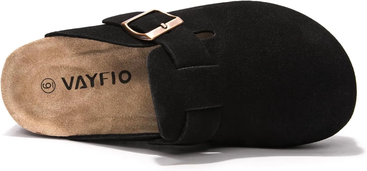 Suede Clogs Potato Shoes Cork Footbed Sandals Comfort Mules with Arch Support Slip On Slippers