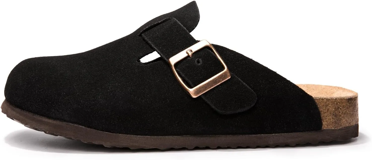 Suede Clogs Potato Shoes Cork Footbed Sandals Comfort Mules with Arch Support Slip On Slippers