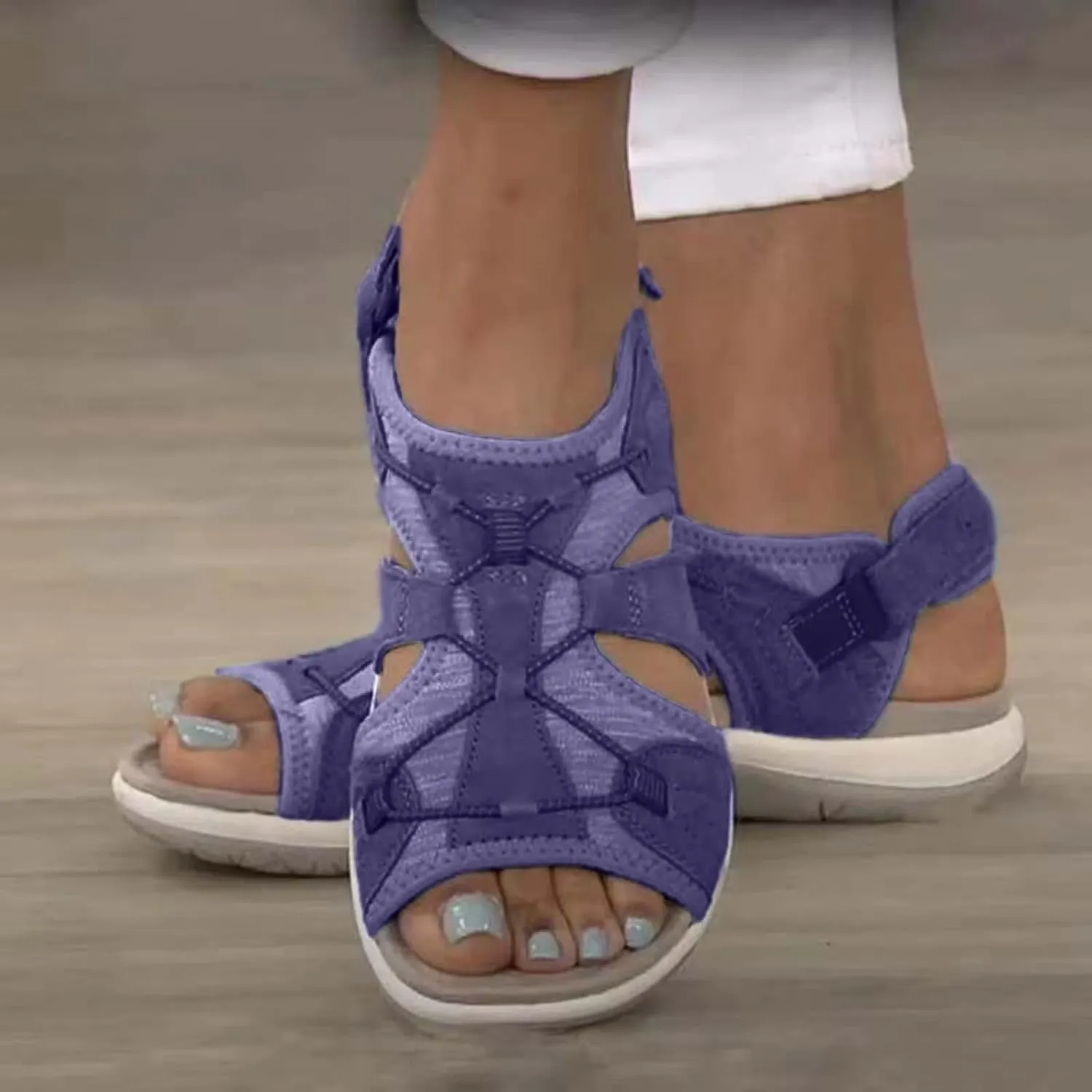 Summer Sandals for Women High Heel Dressy Sandals Stylish Memory Foam Insole Hot Beach Walking Flats Sandals