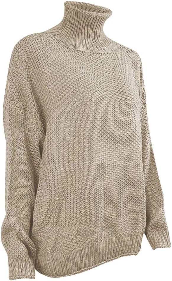 Sweaters for Women Oversized Turtleneck Batwing Sleeve Knitted Sweaters Casual Loose Warm Solid Color Pullover Tops