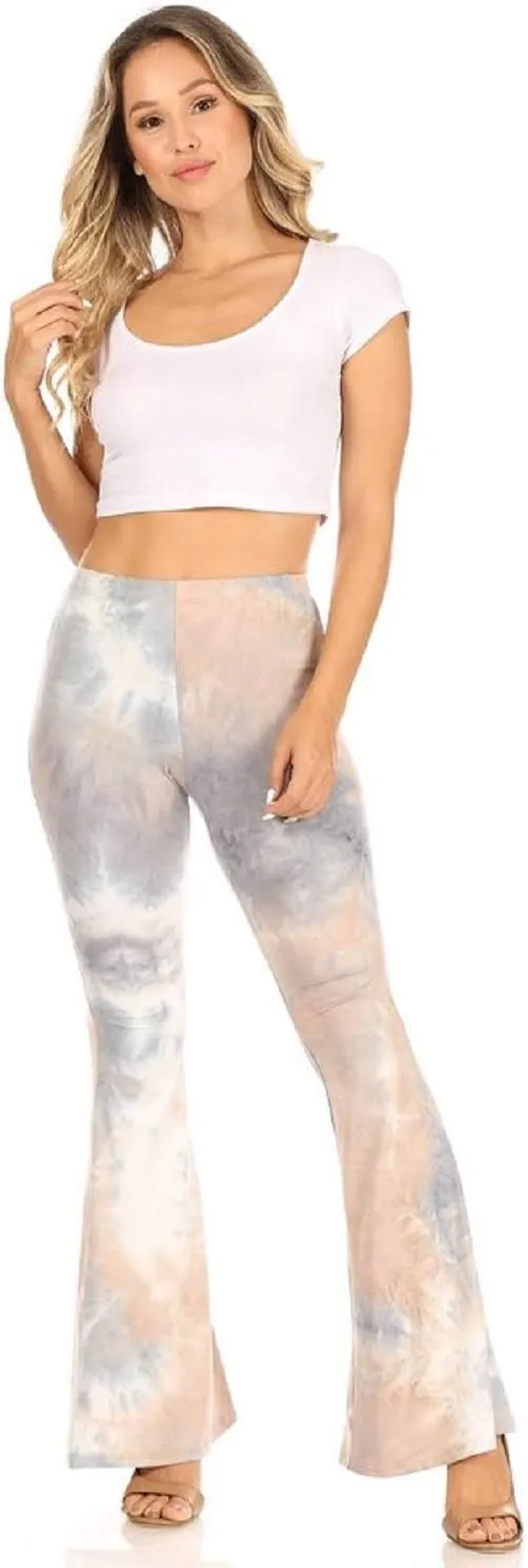 SWEETKIE Boho Flare Pants, Elastic Waist, Wide Leg Pants for Women, Solid & Printed, Stretchy and Soft