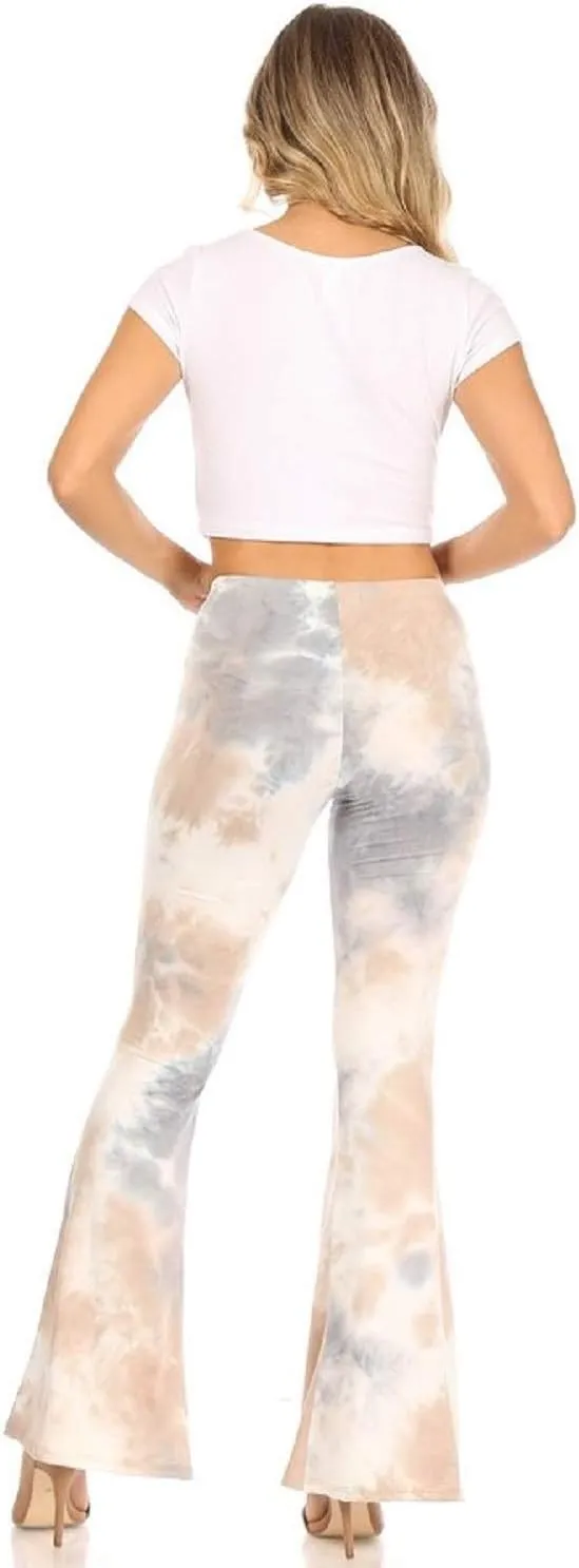 SWEETKIE Boho Flare Pants, Elastic Waist, Wide Leg Pants for Women, Solid & Printed, Stretchy and Soft