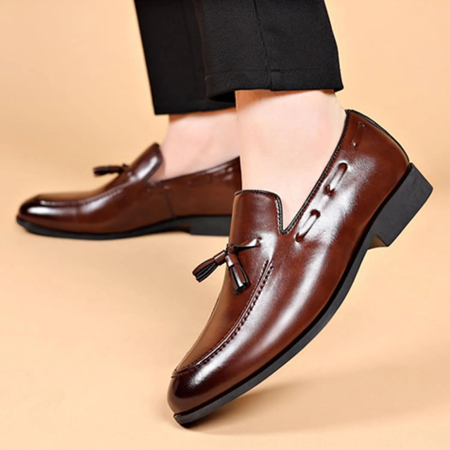 Tassel Loafers Men Fashion Slip on Dress Shoes Driving Flats Comfy Lightweight Workout Shoe Black Brown Hiking Party Footwear