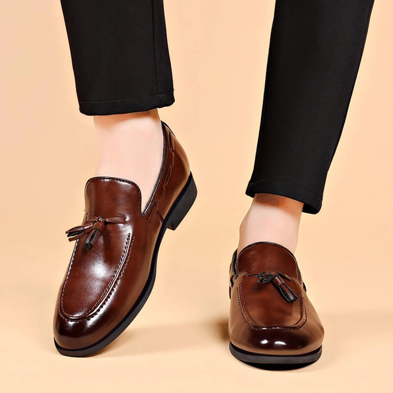 Tassel Loafers Men Fashion Slip on Dress Shoes Driving Flats Comfy Lightweight Workout Shoe Black Brown Hiking Party Footwear