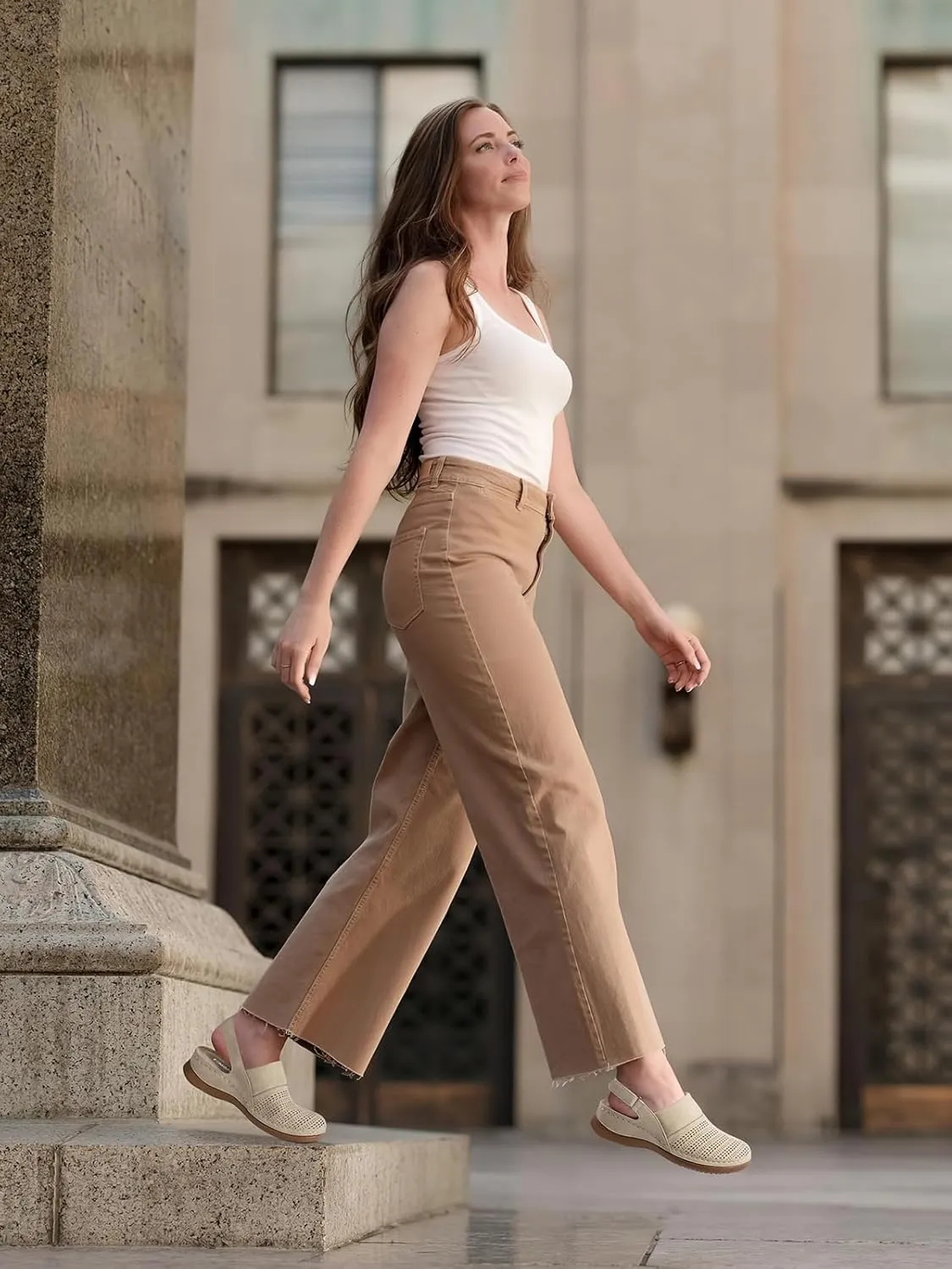 TEMOFON Shoes for Women Clogs Sandals: Comfortable Closed Toe Wedge Shoes Sling-Back Walking Mules with Arch Support