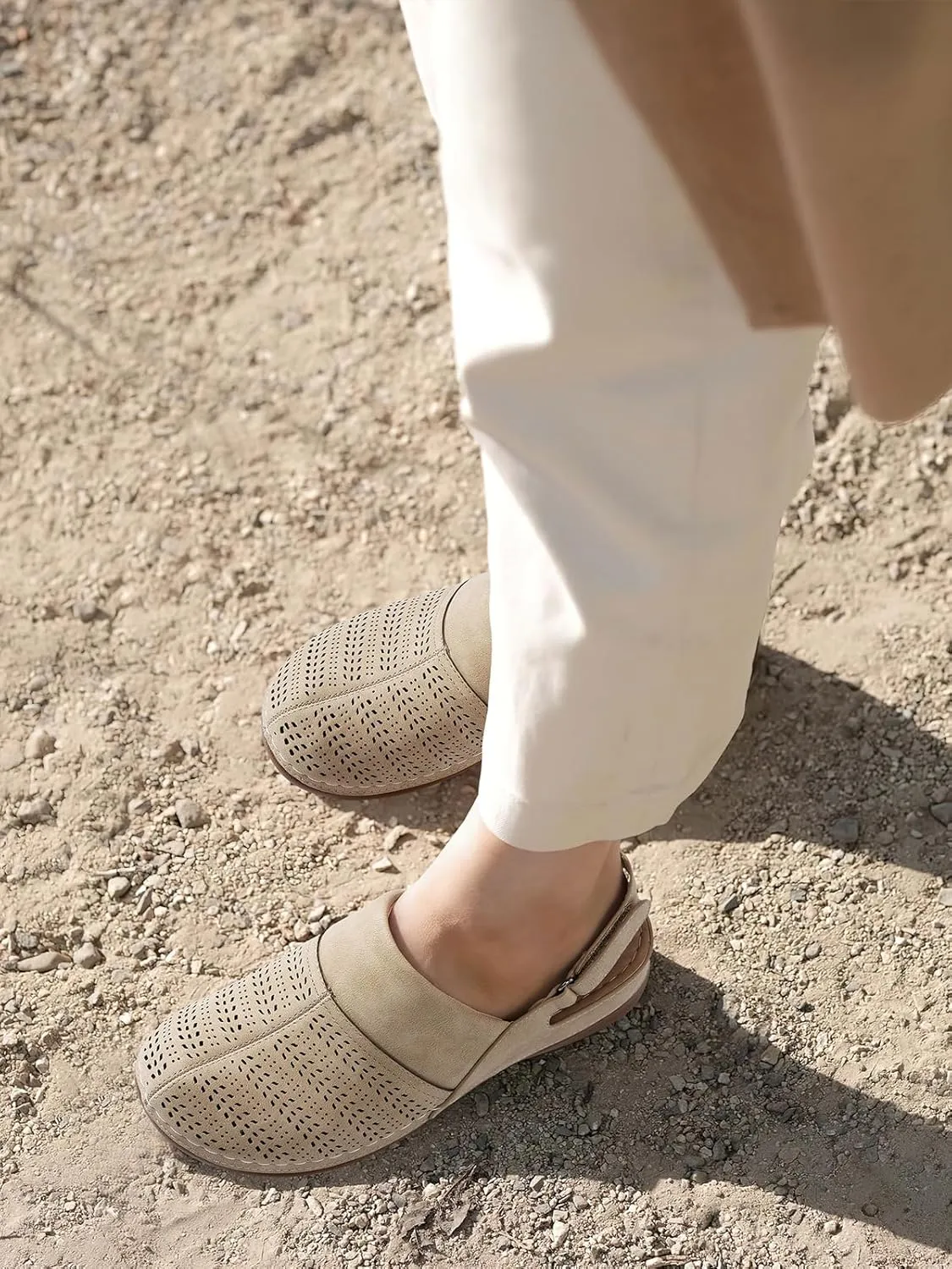 TEMOFON Shoes for Women Clogs Sandals: Comfortable Closed Toe Wedge Shoes Sling-Back Walking Mules with Arch Support