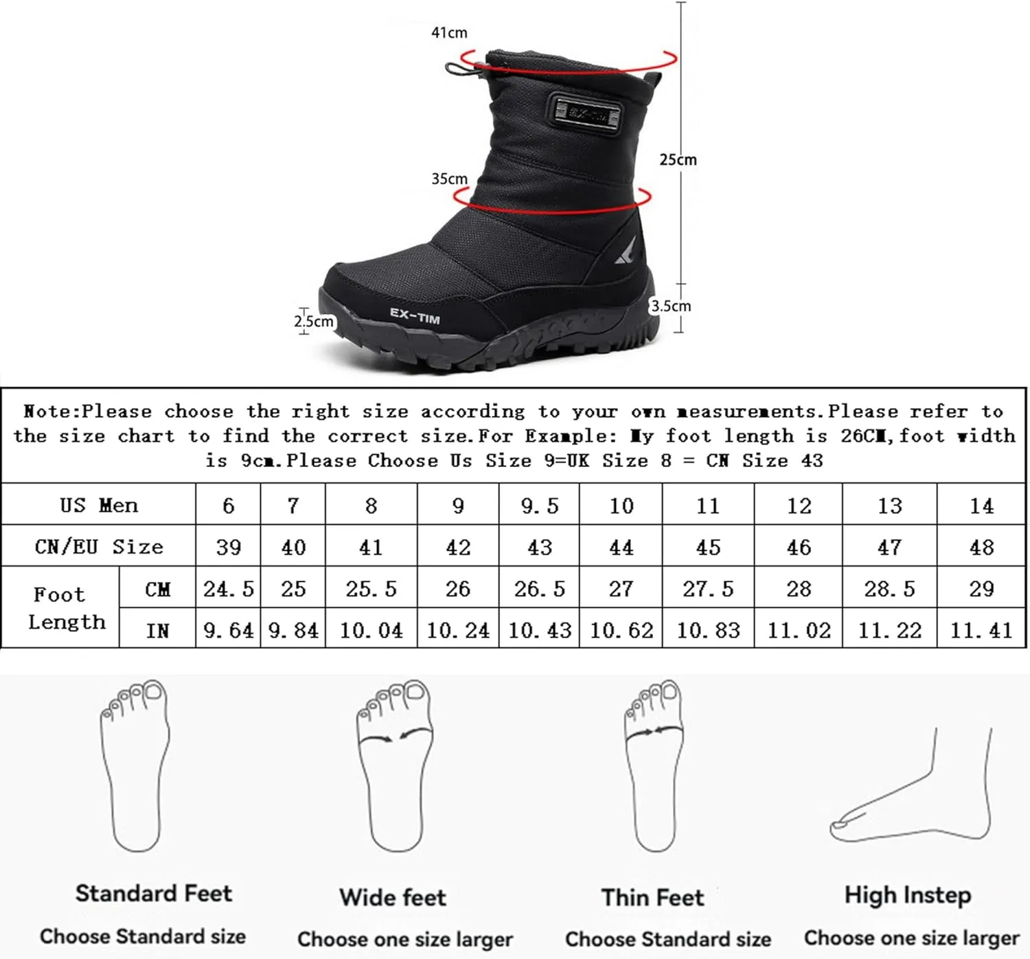 TheFirstYoung Hiking Boots - Men's Orthopedic Ankle Support Arch Support Snow Boots