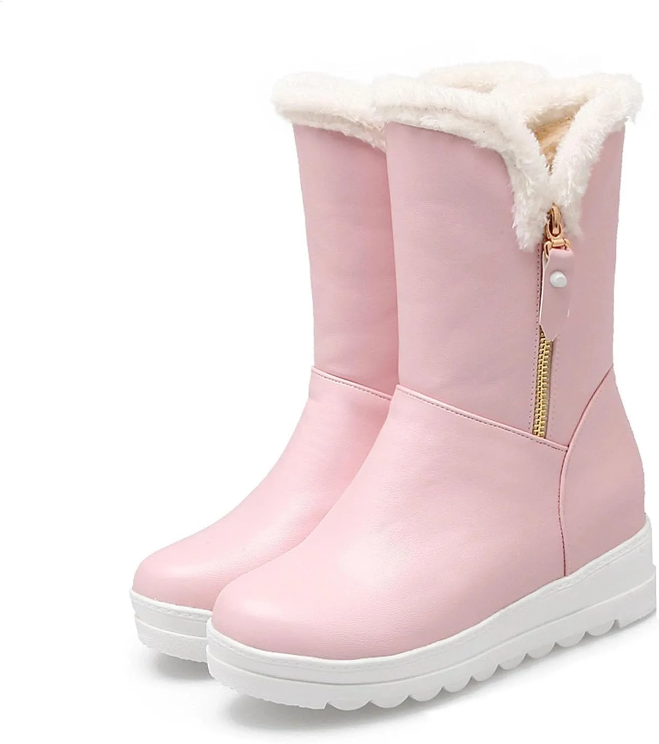 Thick Soled Short Snow Boots, Short Plush Lined Raw Edge Warm Straight Boots V-Neck Fashionable Ankle Boots Waterproof and Non-Slip Women's Winter Boots