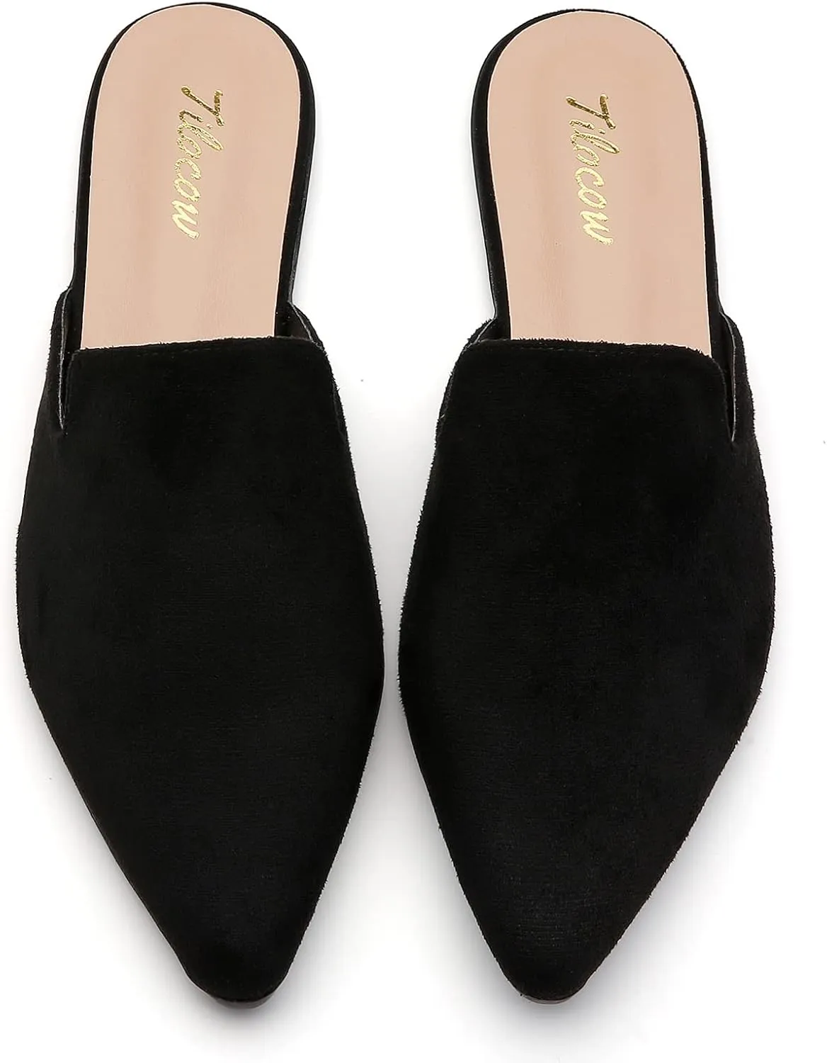 Tilocow Mules for Woman Comfortable Pointed Toe Backless Loafers Flat Mule Business Casual Shoes Slides Slip on
