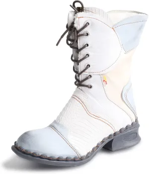 TMA EYES Croc-Embossed Leather Boots Women's Faux Fur Mid Calf Boots