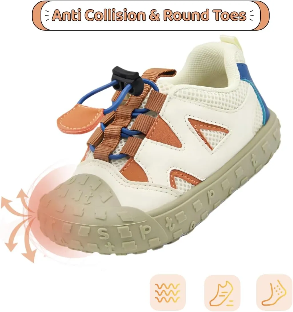 Toddler Boys Girls Sneakers Wide Toe Box Barefoot Shoes Kids Slip on Hiking Casual Walking Shoes