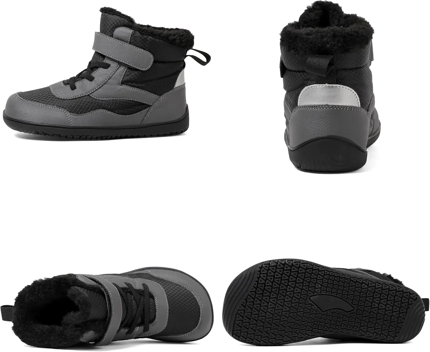 Toddler/Little/Big Kids Barefoot Shoes Girls Boys Winter Wide Toe Box Fur Lined Warm Anti-Slip Minimalist High Top Snow Boots
