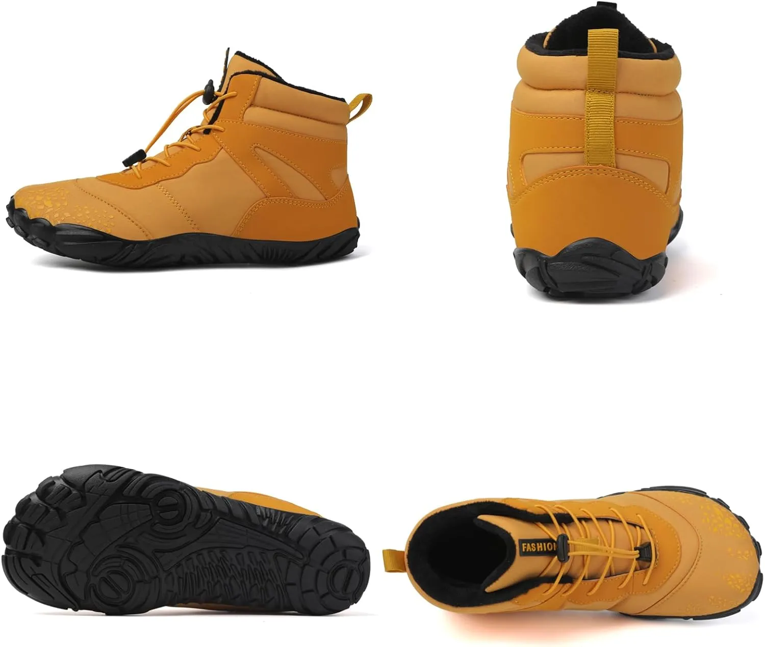 Tongzone Wide Toe Box Men's Women's Barefoot Shoes Fur Lined Zero Drop Sole High top Walking shoes Winter
