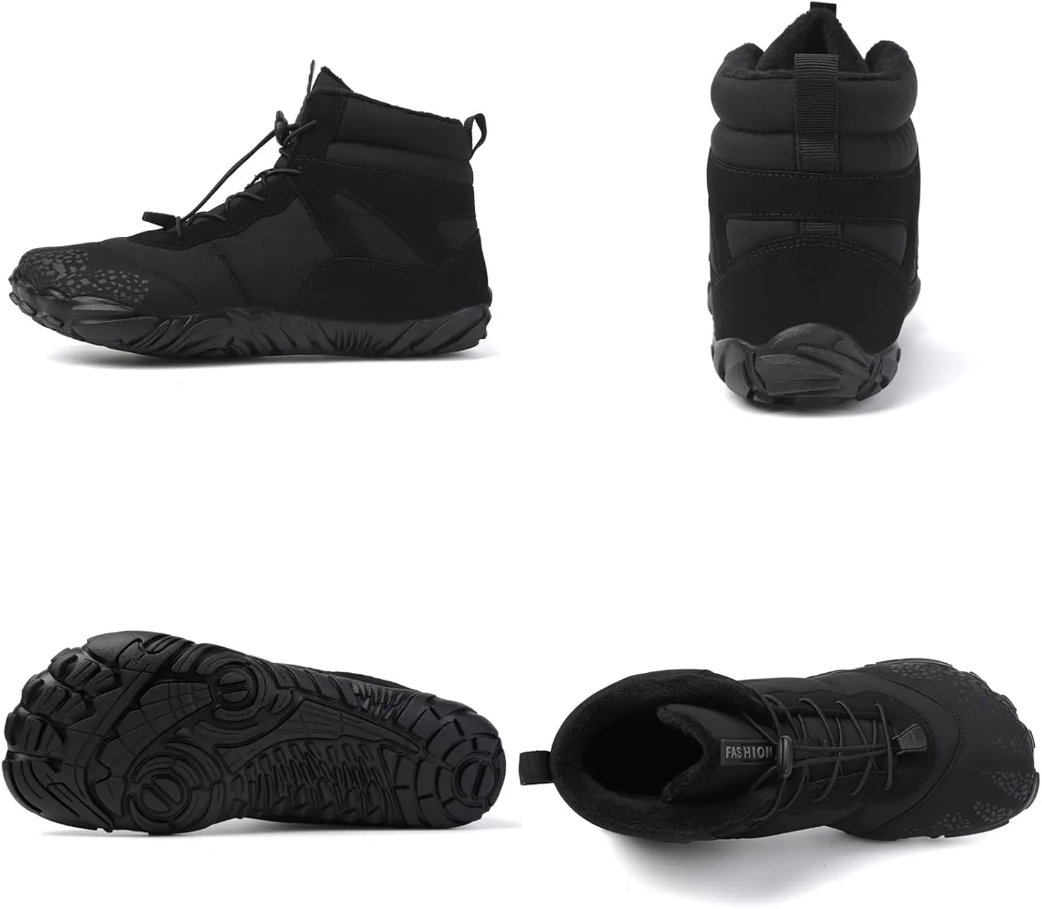 Tongzone Wide Toe Box Men's Women's Barefoot Shoes Fur Lined Zero Drop Sole High top Walking shoes Winter