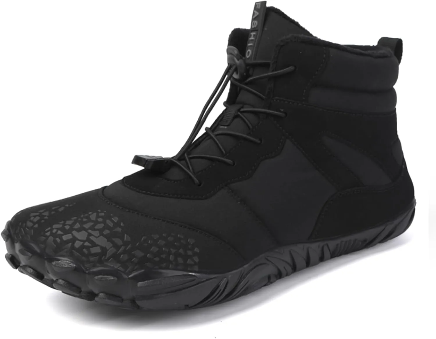 Tongzone Wide Toe Box Men's Women's Barefoot Shoes Fur Lined Zero Drop Sole High top Walking shoes Winter