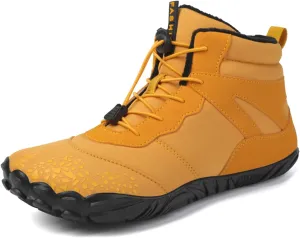 Tongzone Wide Toe Box Men's Women's Barefoot Shoes Fur Lined Zero Drop Sole High top Walking shoes Winter