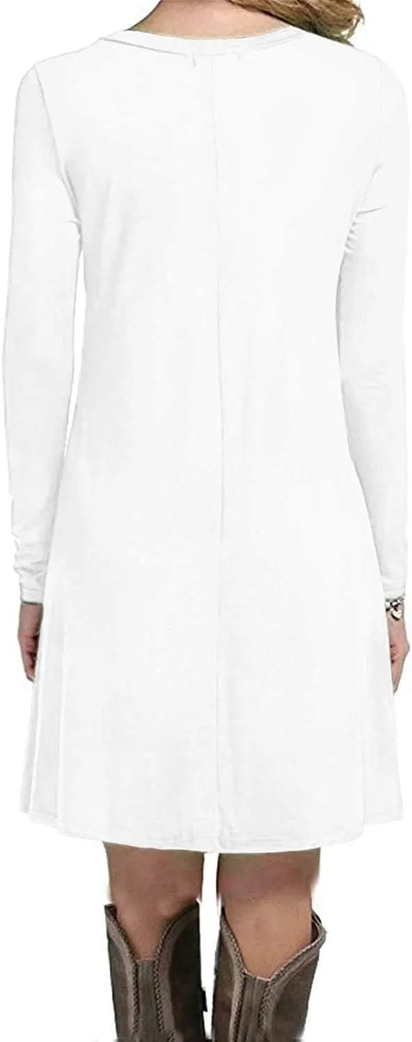 TOPONSKY Women's Casual Plain Simple Loose Flowy Short-Sleeve T-Shirt Dress