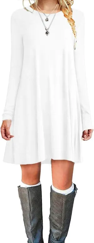 TOPONSKY Women's Casual Plain Simple Loose Flowy Short-Sleeve T-Shirt Dress