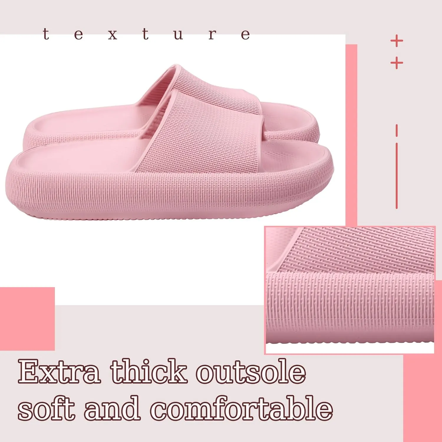 Toulite 3 Pairs Pillow Slippers for Women and Men Shower Slides Sandals Non Slip Quick Drying Cushioned Thick Sole