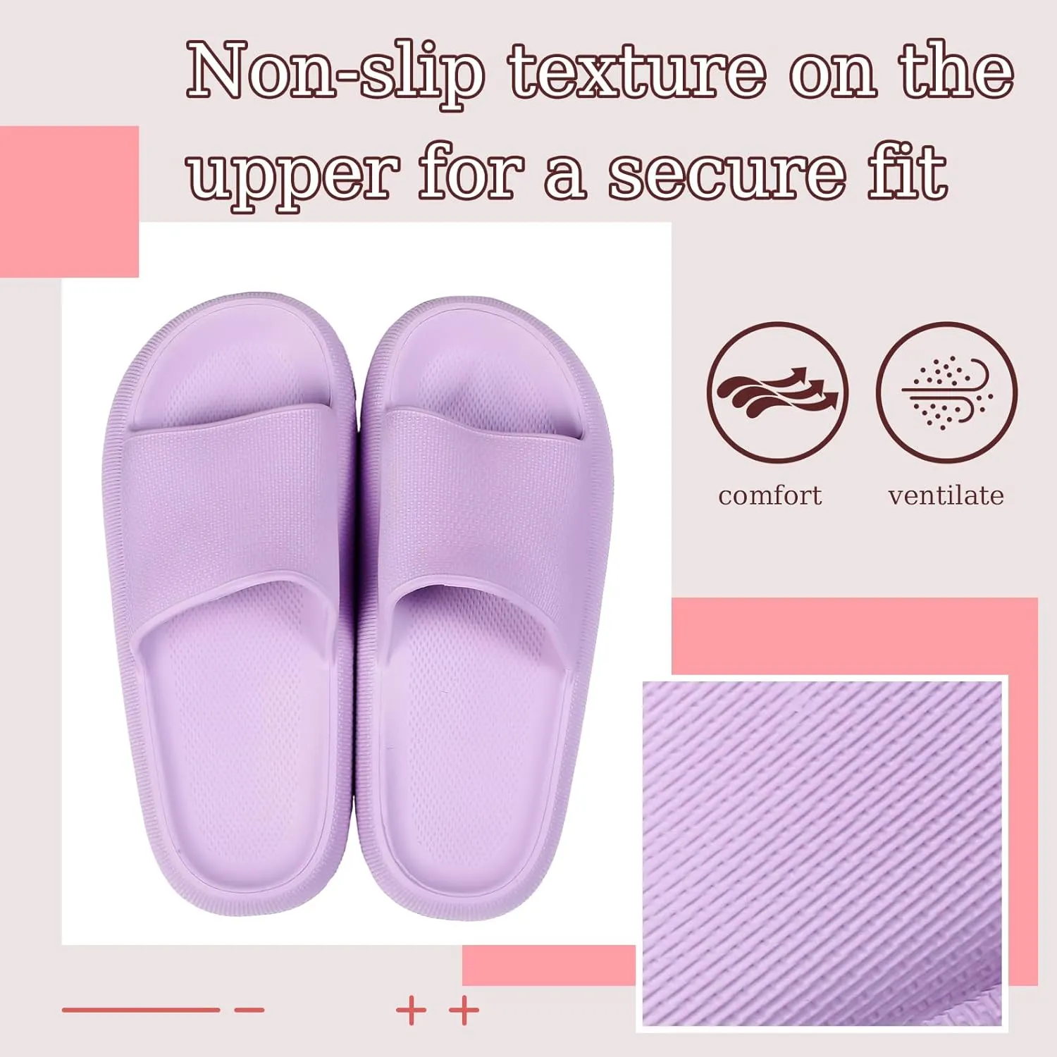 Toulite 3 Pairs Pillow Slippers for Women and Men Shower Slides Sandals Non Slip Quick Drying Cushioned Thick Sole