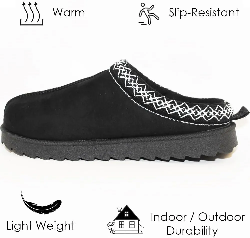 TRENDSUP Women's Platform Slippers, Suede Short Ankle Boots, Fur Fleece Lined, Slip-on, Durable for Indoor and Outdoor, Warm and Fuzzy