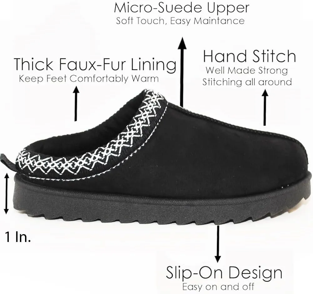 TRENDSUP Women's Platform Slippers, Suede Short Ankle Boots, Fur Fleece Lined, Slip-on, Durable for Indoor and Outdoor, Warm and Fuzzy